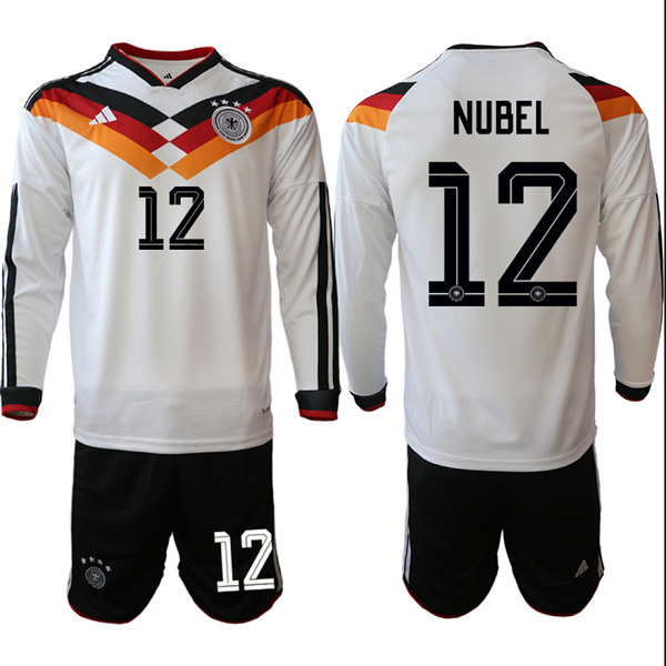 Men's Germany #12 NUBEL National Team Long Sleeve FIFA x World Cup 2026 Home On Field Jersey