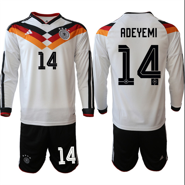 Men's Germany #14 ADEYEMI National Team Long Sleeve FIFA x World Cup 2026 Home On Field Jersey