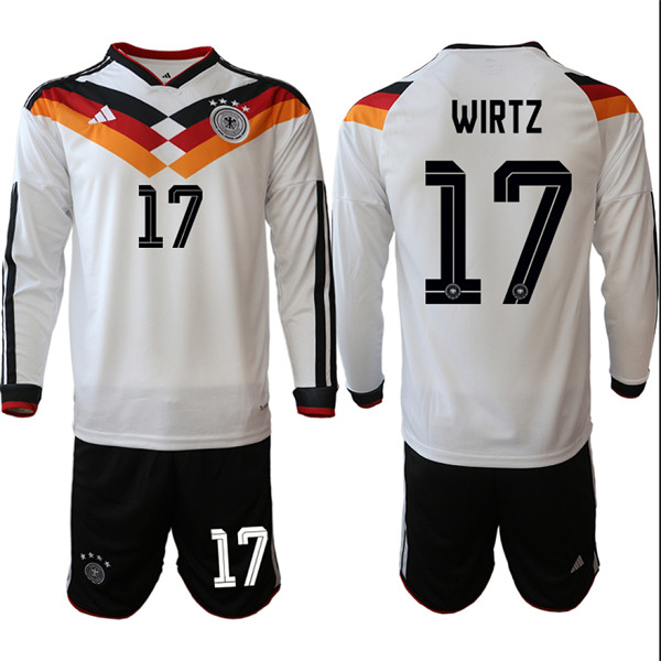 Men's Germany #17 WIRTZ National Team Long Sleeve FIFA x World Cup 2026 Home On Field Jersey