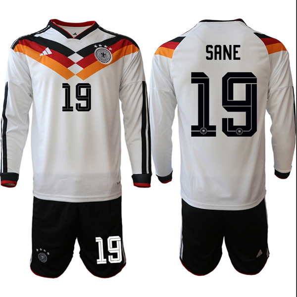 Men's Germany #19 SANE National Team Long Sleeve FIFA x World Cup 2026 Home On Field Jersey