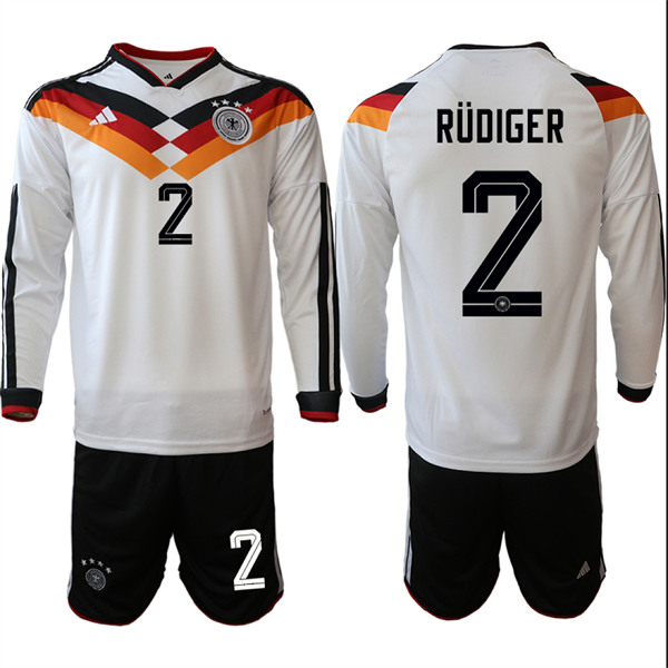 Men's Germany #2 RUDIGER National Team Long Sleeve FIFA x World Cup 2026 Home On Field Jersey