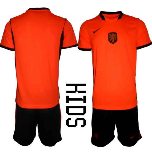 Youth Netherlands Blank or Custom Any Name And Number National Team FIFA x World Cup 2026 Home Kids Jersey