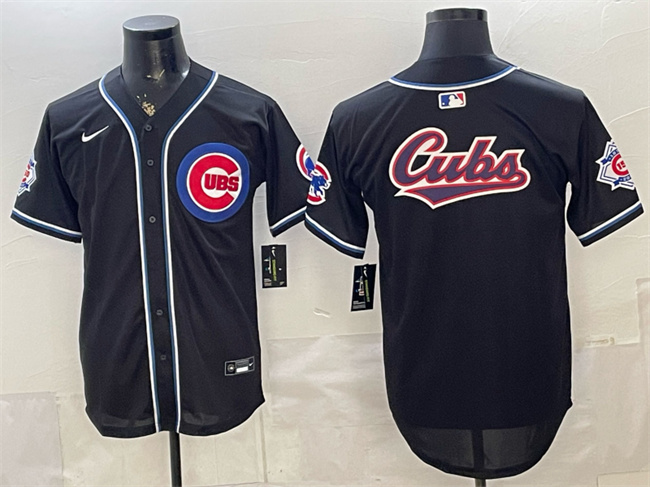 Men's Chicago Cubs Team Big Logo 2026 Fashion Replica Black Out Stitched Baseball Jersey