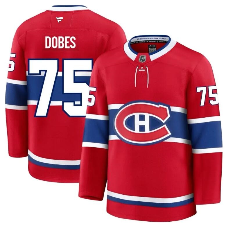 Men's Montreal Canadiens #75 Jakub Dobes Home Red Premium Fanatics Jersey