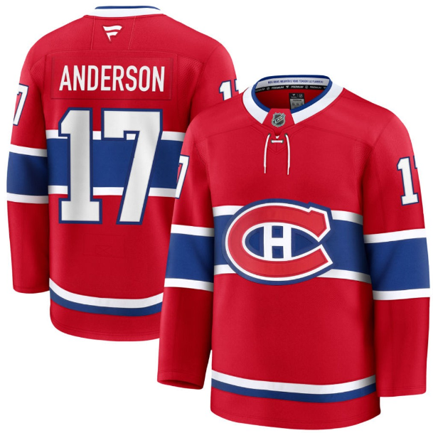 Men's Montreal Canadiens #17 JOSH ANDERSON Fanatics Home Red Jersey