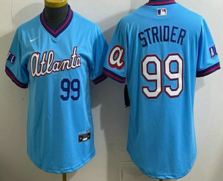 Women's Atlanta Braves #99 Spencer Strider Light Blue 2026 City Connect Stadium Jersey