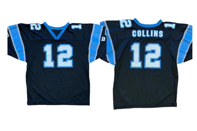 Men's Carolina Panthers #12 Kerry Collins Vintage Throwback NFL Black Jersey
