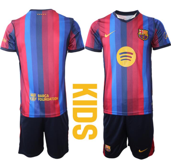Kids Barcelona 2026-27 Home Suit Soccer Youth Jerseys