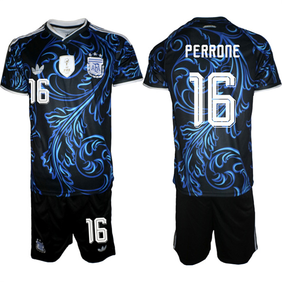 Men's Argentina #16 PERRONE Team FIFA x World Cup 2026 Away On Field Jersey