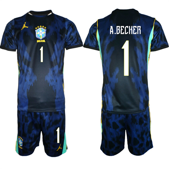Men's Brazil #1 A.BECKER National Team FIFA x World Cup 2026 Away On Field Jersey
