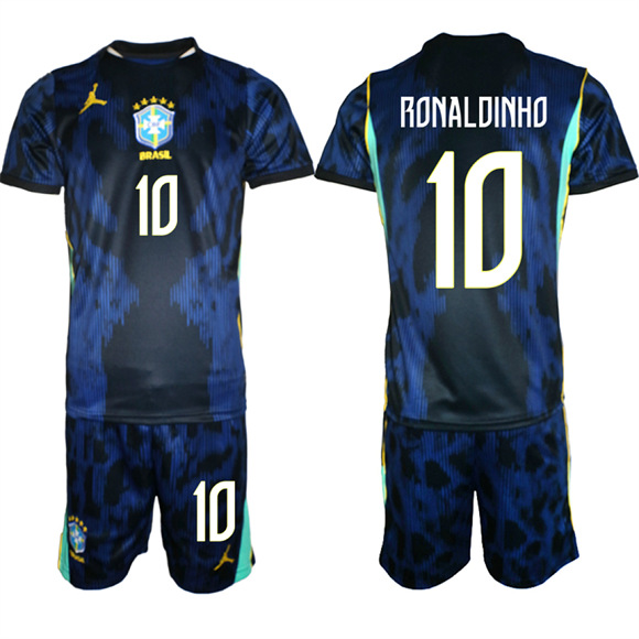 Men's Brazil #10 RONALDINHO National Team FIFA x World Cup 2026 Away On Field Jersey