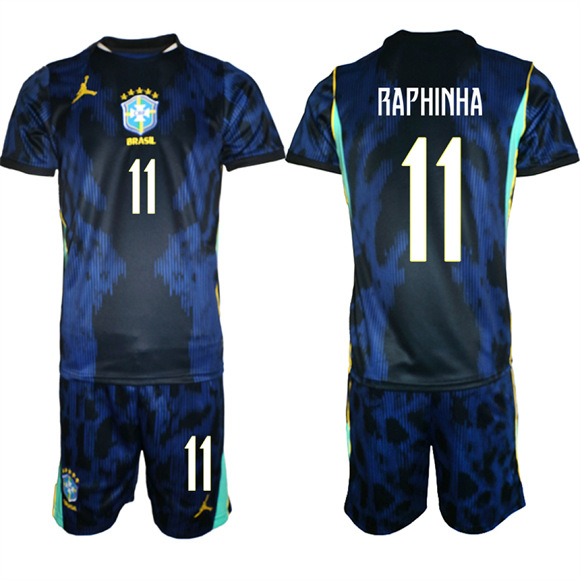 Men's Brazil #11 RAPHINHA National Team FIFA x World Cup 2026 Away On Field Jersey