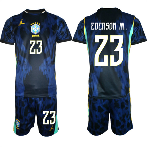Men's Brazil #23 EDERSON M. National Team FIFA x World Cup 2026 Away On Field Jersey