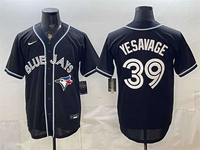 Men's Toronto Blue Jays #39 Trey Yesavage 2026 Fashion Replica Black Out Stitched Baseball Jersey