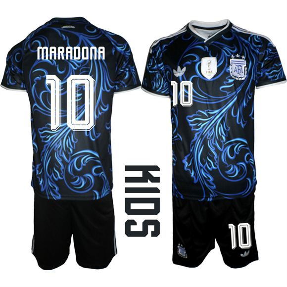 Youth Argentina #10 MARADONA National Team FIFA x World Cup 2026 Away On Field Jersey