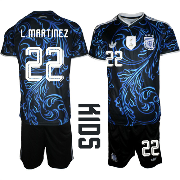 Youth Argentina #22 L.MARTINEZ National Team FIFA x World Cup 2026 Away On Field Jersey
