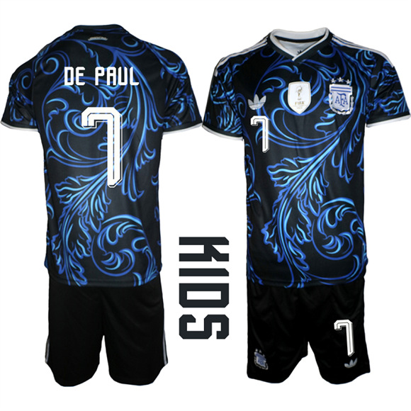 Youth Argentina #7 DE PAUL National Team FIFA x World Cup 2026 Away On Field Jersey