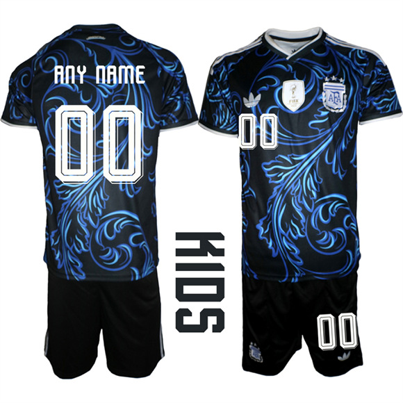 Youth Argentina Custom Any Name And Number National Team FIFA x World Cup 2026 Away On Field Jersey