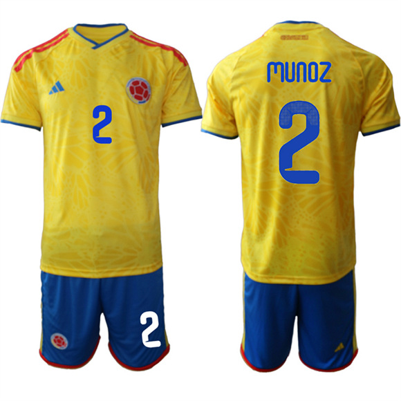 Men's Colombia #2 MUNOZ Team FIFA x World Cup 2026 Home Yellow On Field Jersey