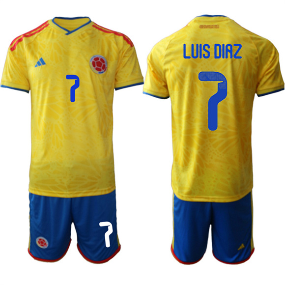 Men's Colombia #7 LUIS DIAZ Team FIFA x World Cup 2026 Home Yellow On Field Jersey