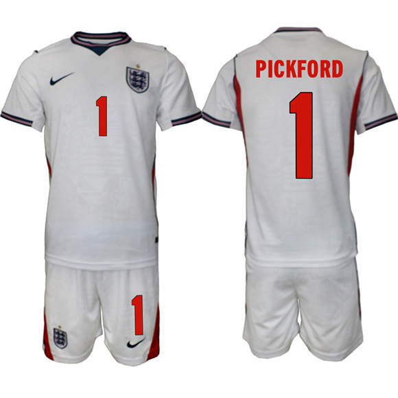Men's England #1 PICKFORD National Team FIFA x World Cup 2026 Home On Field Jersey
