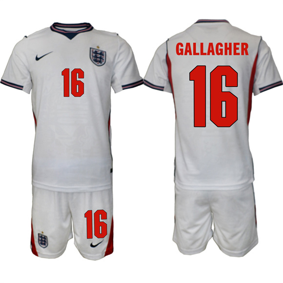 Men's England #16 GALLAGHER National Team FIFA x World Cup 2026 Home On Field Jersey