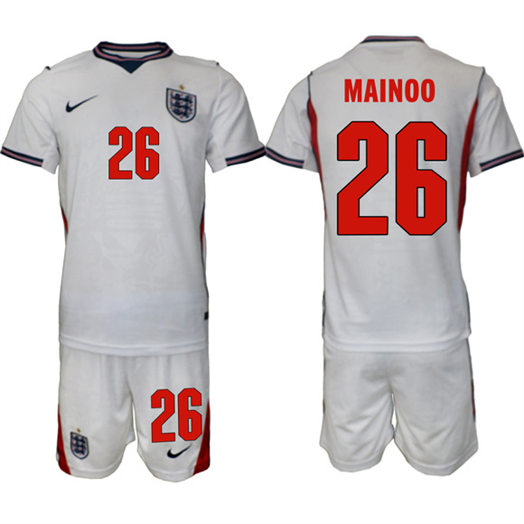Men's England #26 MAINOO National Team FIFA x World Cup 2026 Home On Field Jersey