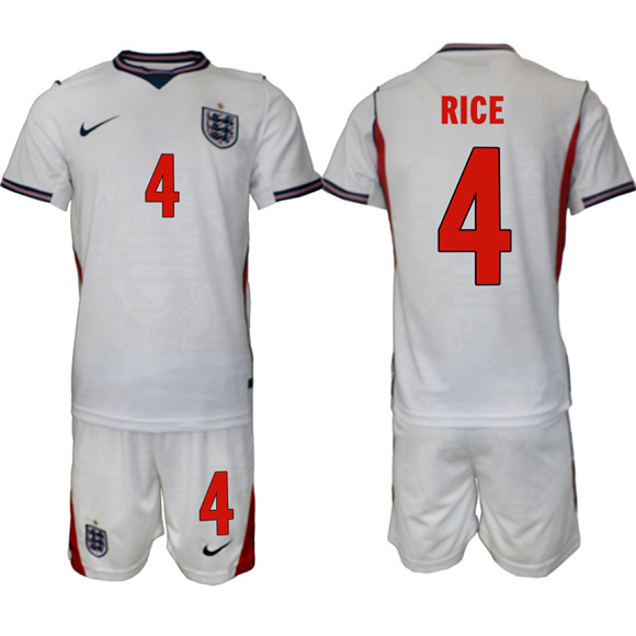 Men's England #4 RICE National Team FIFA x World Cup 2026 Home On Field Jersey