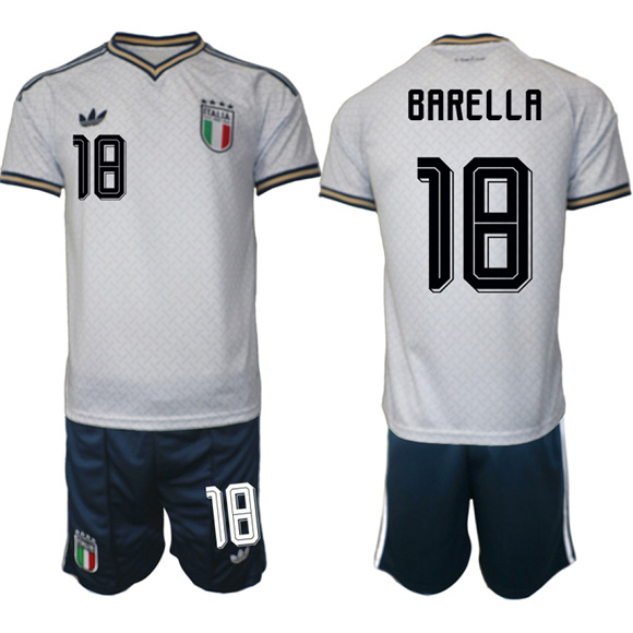Men's Italy #18 BARELLA National Team FIFA x World Cup 2026 Away On Field Jerseys