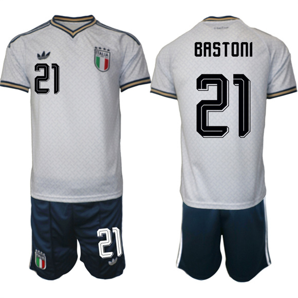 Men's Italy #21 BASTONI National Team FIFA x World Cup 2026 Away On Field Jerseys