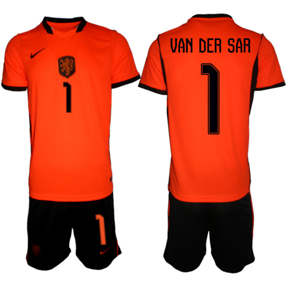 Men's Netherlands #1 VAN DER SAR National Team FIFA x World Cup 2026 Home Orange On Field Jersey
