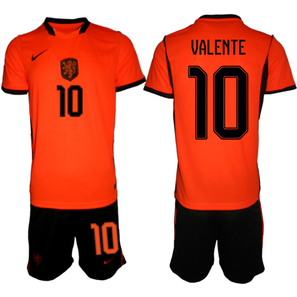 Men's Netherlands #10 VALENTE National Team FIFA x World Cup 2026 Home Orange On Field Jersey