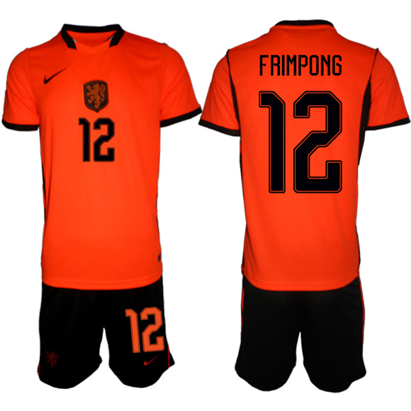 Men's Netherlands #12 FRIMPONG National Team FIFA x World Cup 2026 Home Orange On Field Jersey