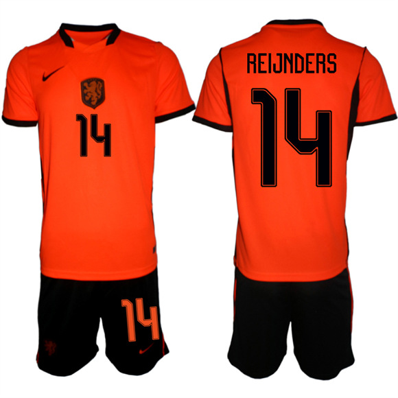Men's Netherlands #14 REIJNDERS National Team FIFA x World Cup 2026 Home Orange On Field Jersey