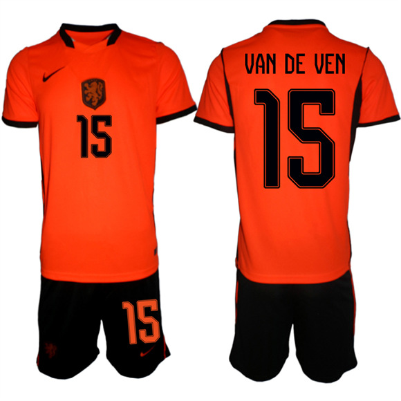 Men's Netherlands #15 VAN DE VEN National Team FIFA x World Cup 2026 Home Orange On Field Jersey