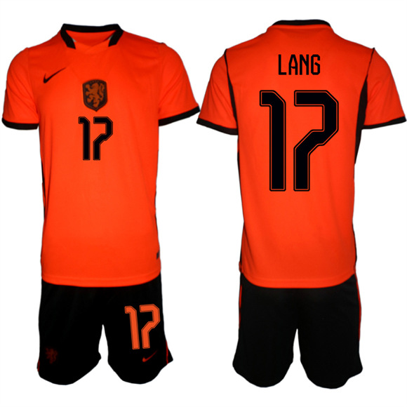 Men's Netherlands #17 LANG National Team FIFA x World Cup 2026 Home Orange On Field Jersey