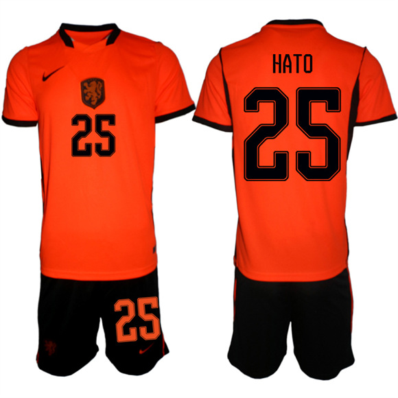 Men's Netherlands #25 HATO National Team FIFA x World Cup 2026 Home Orange On Field Jersey