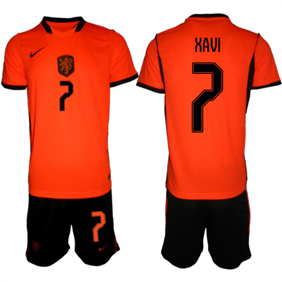 Men's Netherlands #7 XAVI National Team FIFA x World Cup 2026 Home Orange On Field Jersey
