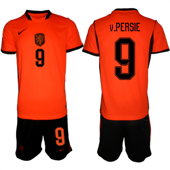 Men's Netherlands #9 v.PERSIE National Team FIFA x World Cup 2026 Home Orange On Field Jersey