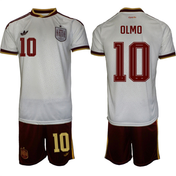 Men's Spain #10 OLMO National Team FIFA x World Cup 2026  Away On Field Jerseys