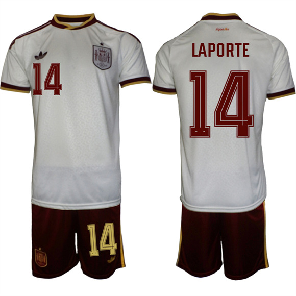 Men's Spain #14 LAPORTE National Team FIFA x World Cup 2026  Away On Field Jerseys