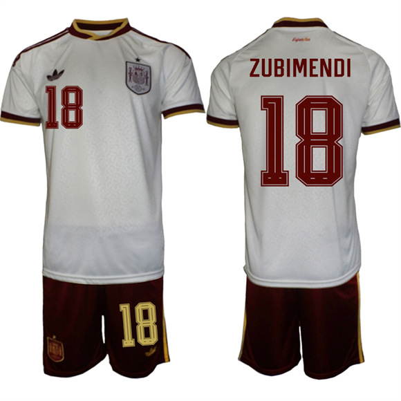 Men's Spain #18 ZUBIMENDI National Team FIFA x World Cup 2026  Away On Field Jerseys
