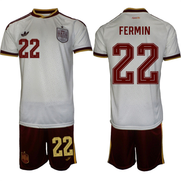 Men's Spain #22 FERMIN National Team FIFA x World Cup 2026  Away On Field Jerseys