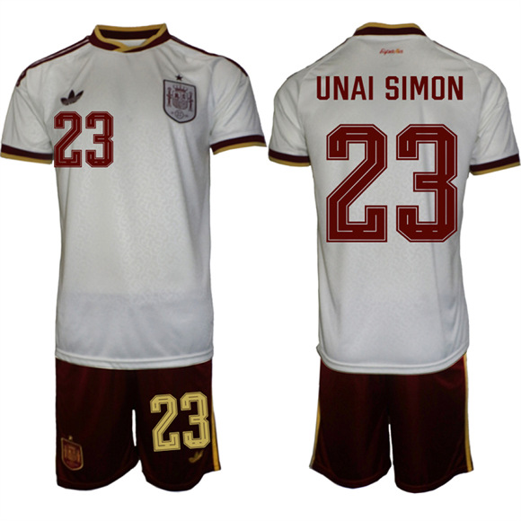 Men's Spain #23 UNAI SIMON National Team FIFA x World Cup 2026  Away On Field Jerseys