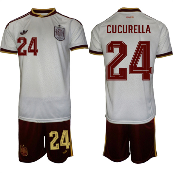 Men's Spain #24 CUCURELLA National Team FIFA x World Cup 2026  Away On Field Jerseys