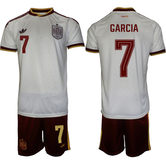 Men's Spain #7 GARCIA National Team FIFA x World Cup 2026  Away On Field Jerseys