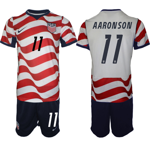 Men's USA #11 AARONSON Team FIFA x World Cup 2026 Home On Field Suit Jersey