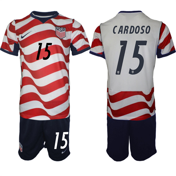 Men's USA #15 CARDOSO Team FIFA x World Cup 2026 Home On Field Suit Jersey