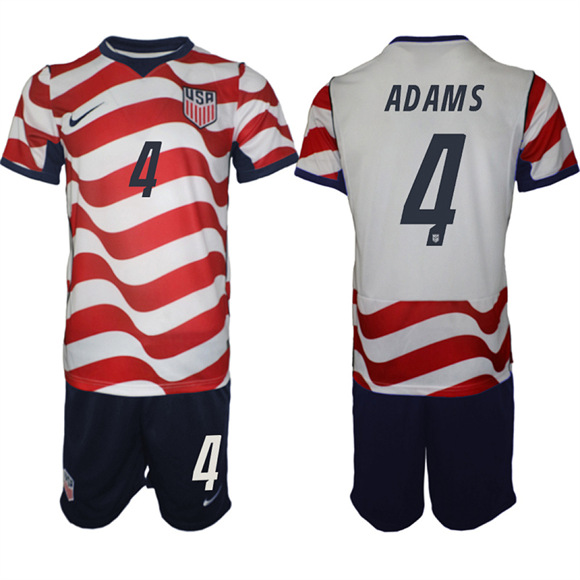 Men's USA #4 ADAMS Team FIFA x World Cup 2026 Home On Field Suit Jersey