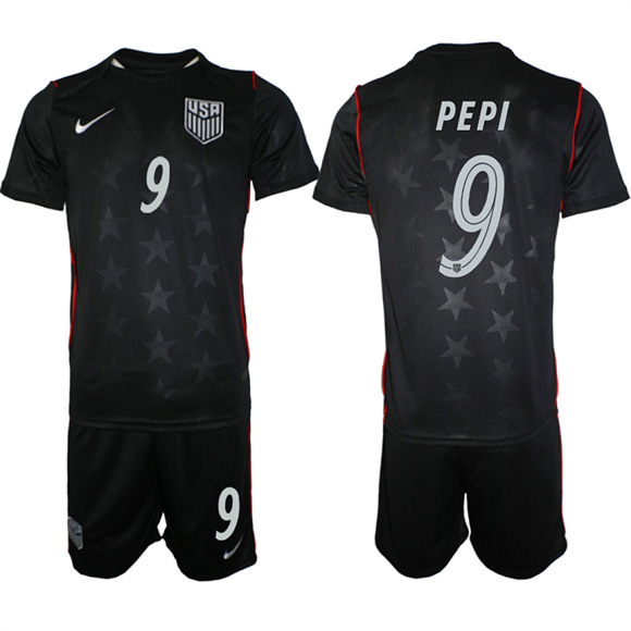 Men's USA #9 PEPI Team FIFA x World Cup 2026 Away On Field Suit Jersey